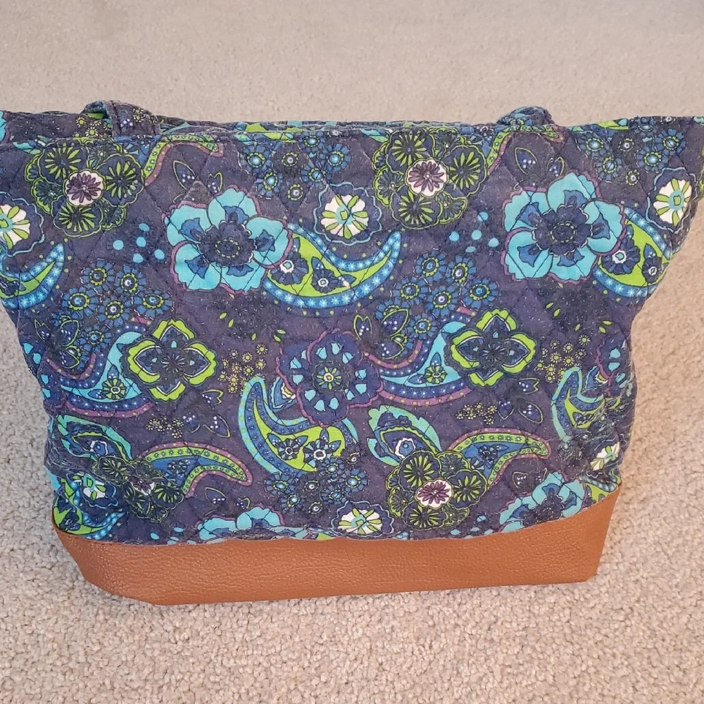 Stone New York quilted blue and green paisley print bag